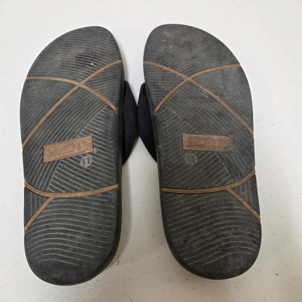 Scott Hawaii Makaha Mens Flip Flops Black Size 11 Thong Sandals Beach Shoes